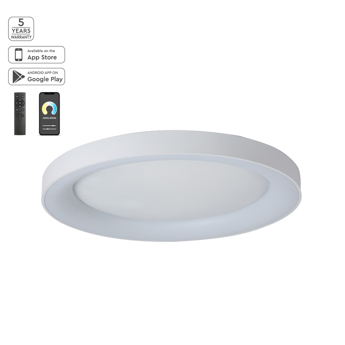 Φωτιστικό Πλαφονιέρα LED Dimmable Smart WiFi Homelighting Amaya 77-8156 White