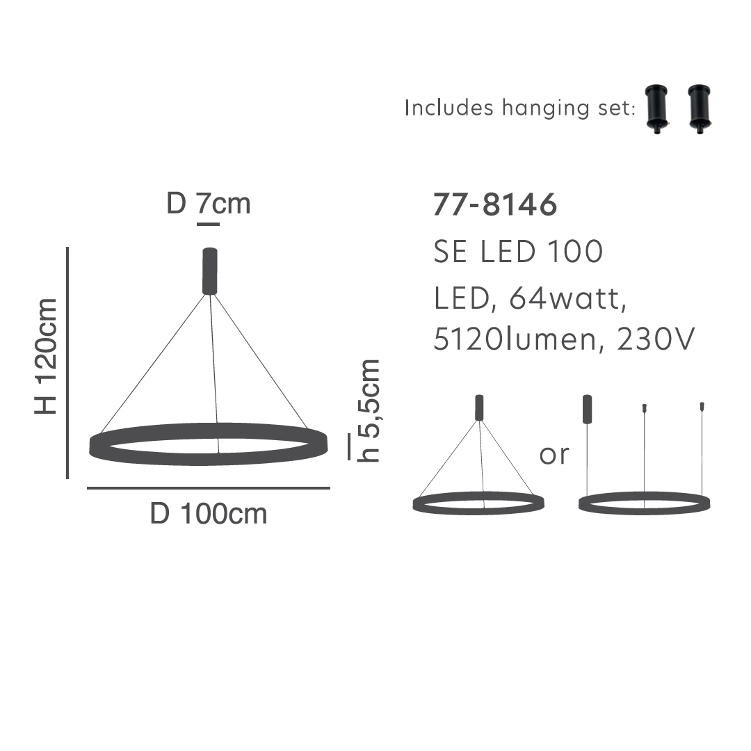 Φωτιστικό Οροφής Led Dimmable Homelighting Amaya 77-8146 Nickel Φωτιστικά Κρεμαστά Spitishop