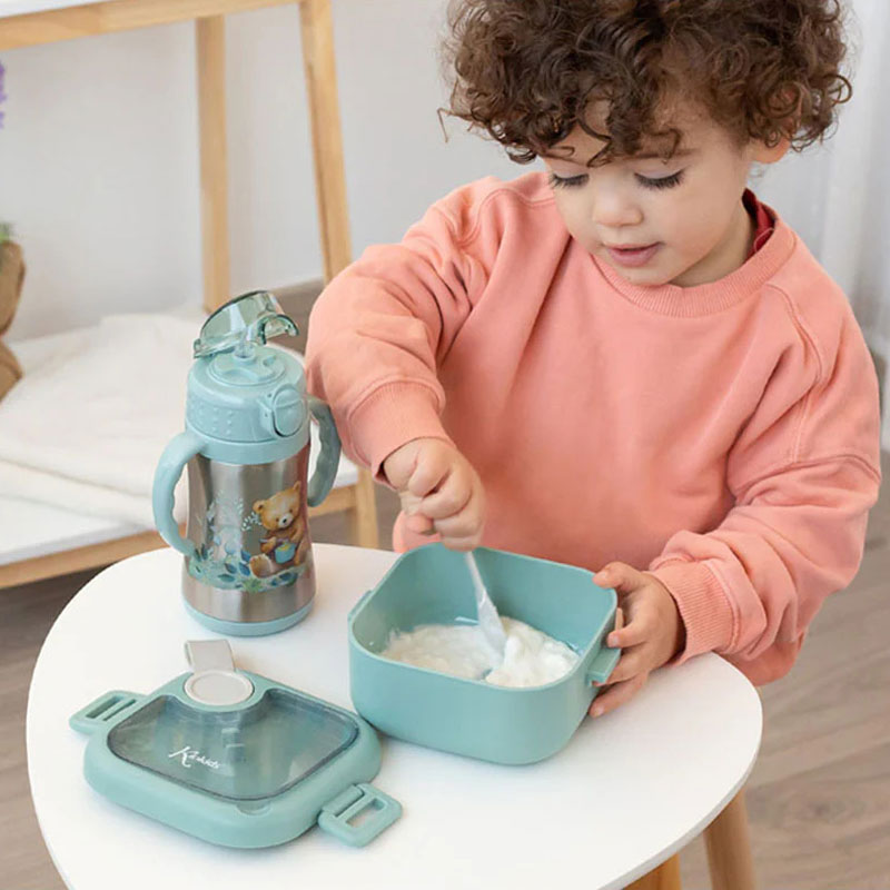 Φαγητοδοχείο Κουτάλι (Σετ) 750Ml Kiokids Μέντα 3896 Παιδικά Είδη Φαγητού & Αξεσουάρ Σερβιρίσματος Φαγητοδοχεία Spitishop