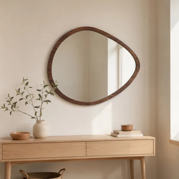 Διακοσμητικός Καθρέφτης Τοίχου (78x60) Spitishop Matera Walnut