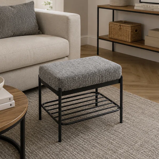 Σκαμπό (55x36x47) Spitishop Andenne Grey/Black