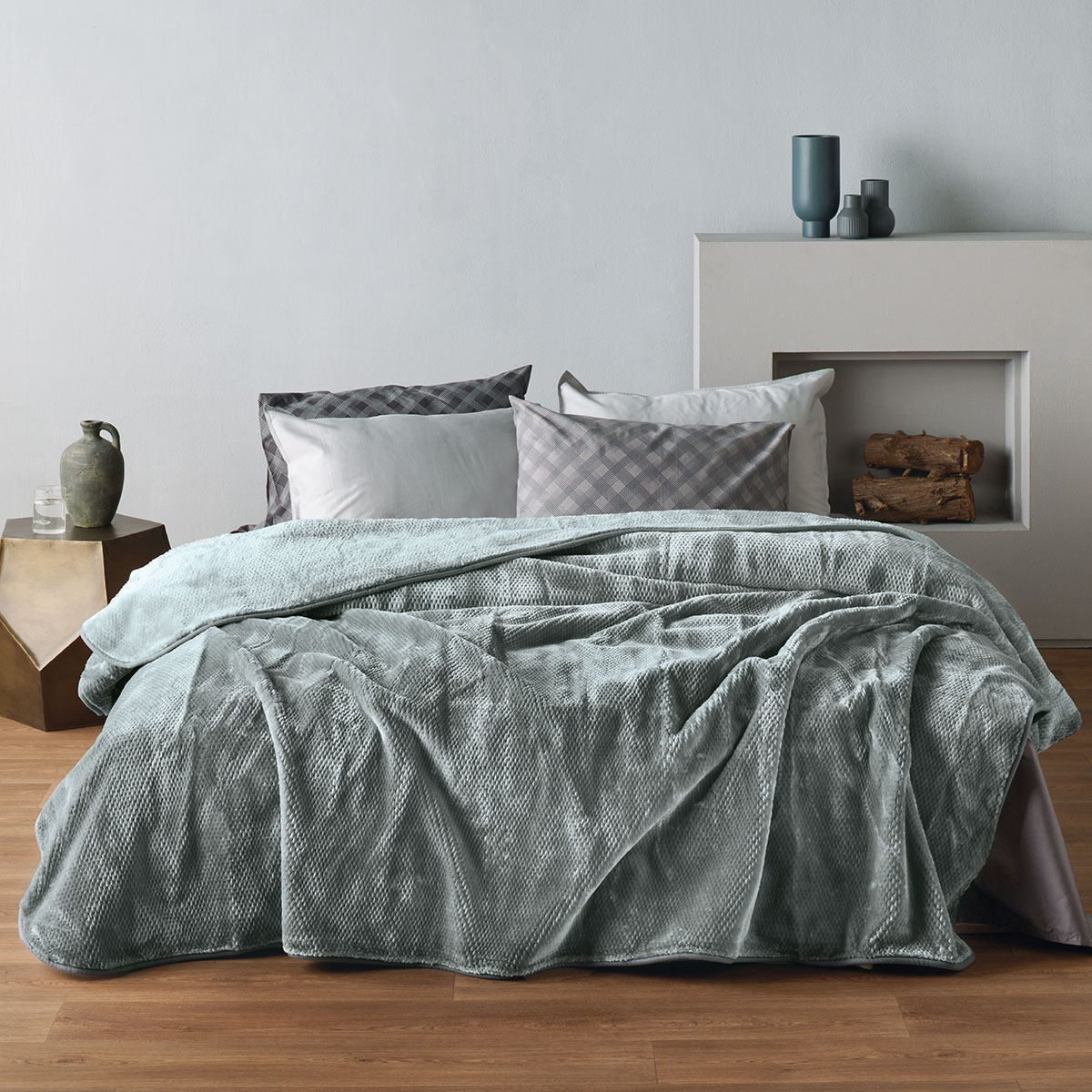Κουβέρτα Βελουτέ King Size (240X260) Kentia Loft Bella 22 L Grey Aw2026 Λευκά Είδη Κρεβατοκάμαρας Κουβέρτες Υπέρδιπλες Spitishop