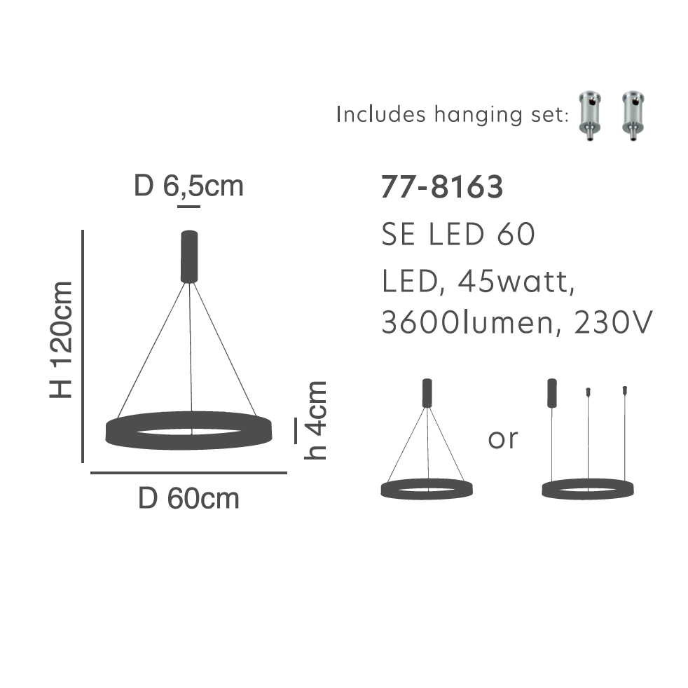 Φωτιστικό Οροφής Led Dimmable Homelighting Amarylis 77-8163 Aluminium Φωτιστικά Κρεμαστά Spitishop