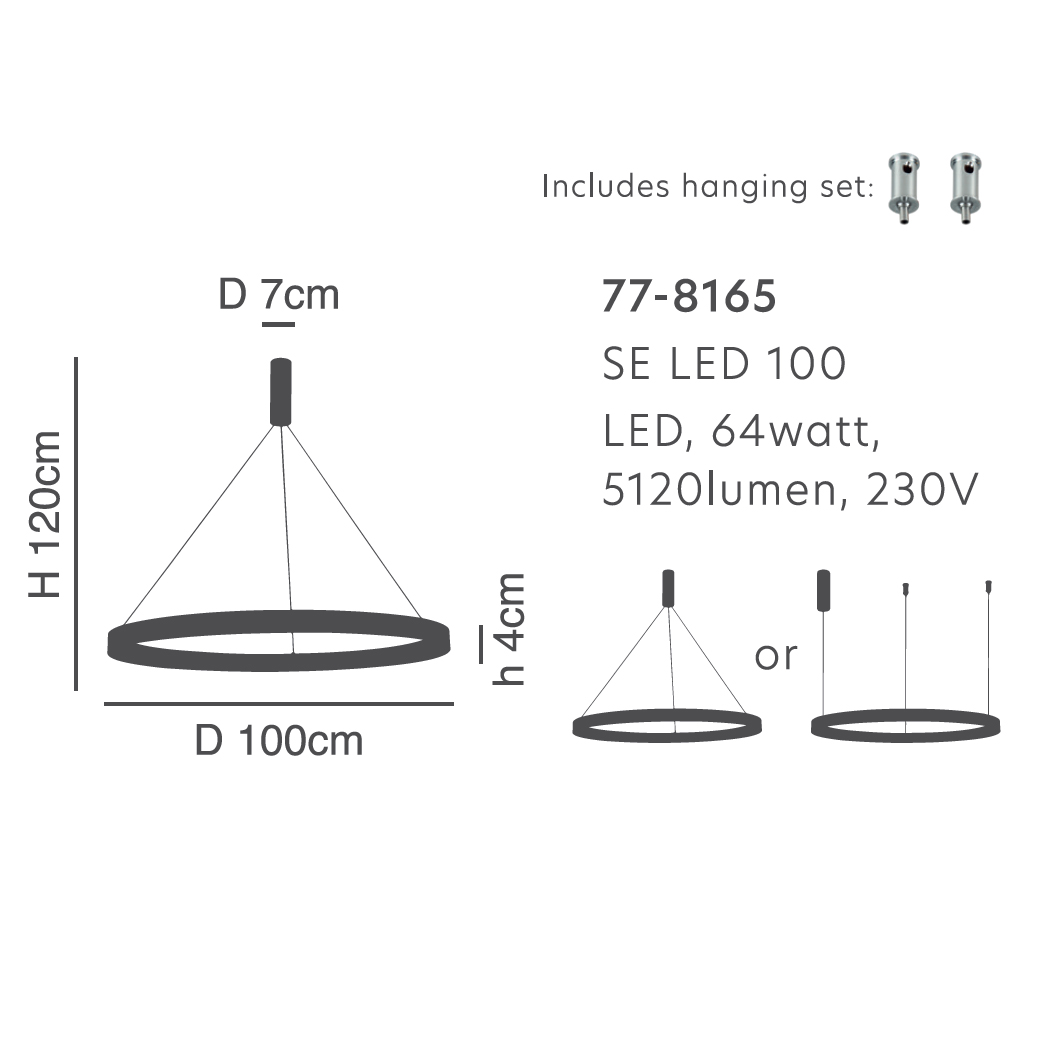 Φωτιστικό Οροφής Led Dimmable Homelighting Amarylis 77-8165 Aluminium Φωτιστικά Κρεμαστά Spitishop