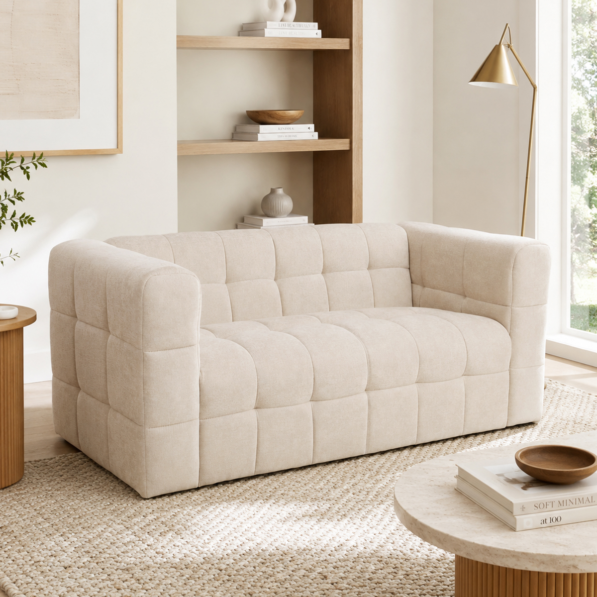 Διθέσιος Καναπές (150X73X64) Spitishop Rubik Beige Έπιπλα Σαλονιού Καναπέδες Spitishop