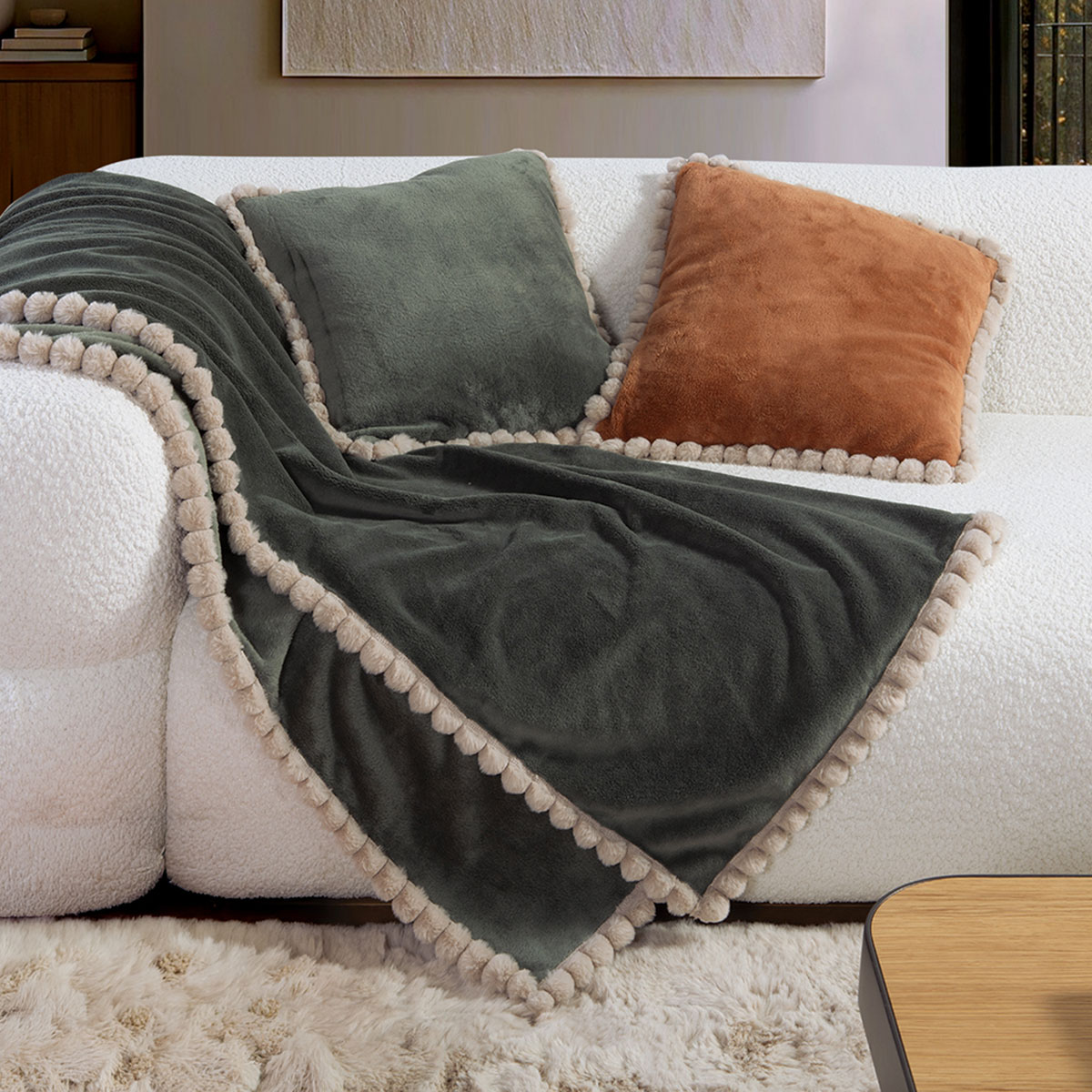 Κουβέρτα Καναπέ Fleece (130x180) Nef-Nef Homeware Pompozia Green
