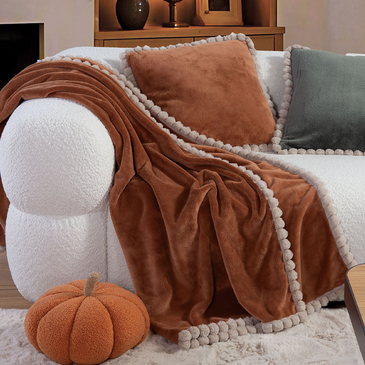 Κουβέρτα Καναπέ Fleece (130x180) Nef-Nef Homeware Pompozia Camel