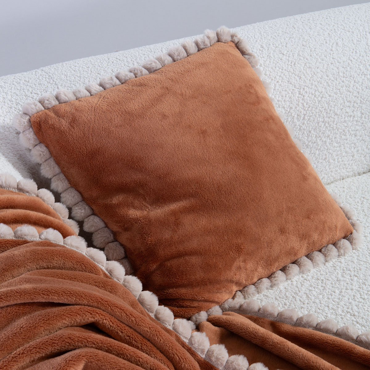 Διακοσμητικό Μαξιλάρι Fleece (45x45) Nef-Nef Homeware Pompozia Camel