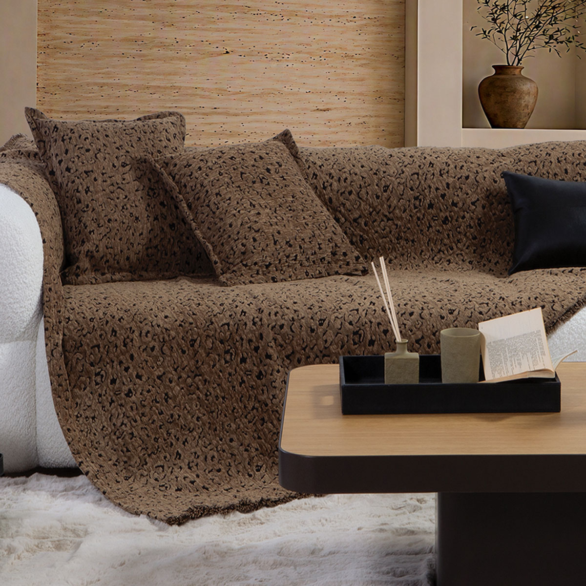 Ριχτάρι Καναπέ Τριθέσιου (170x300) Nef-Nef Homeware Leopard Brown