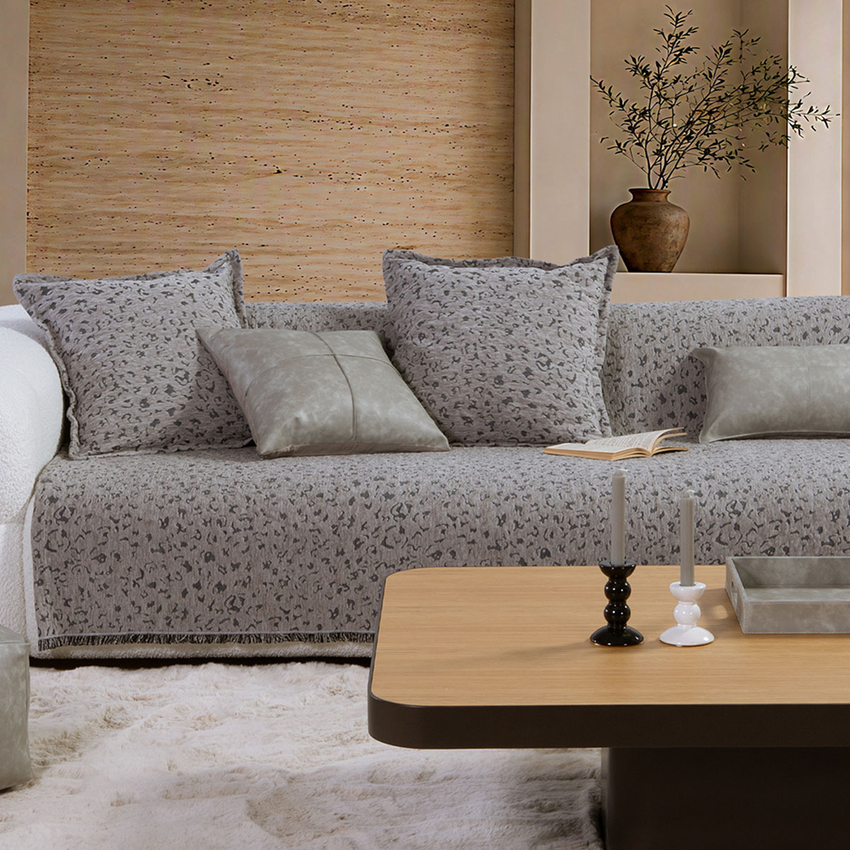 Ριχτάρι Καναπέ Τριθέσιου (170x300) Nef-Nef Homeware Leopard Grey