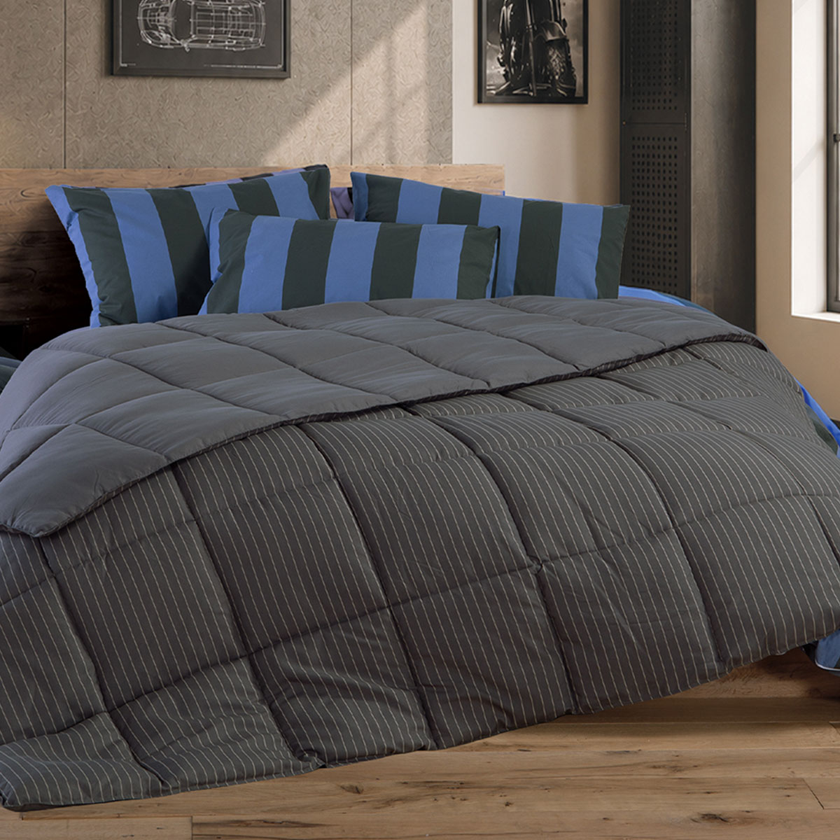 Πάπλωμα Μονό (160x220) 2 Όψεων Nef-Nef Homeware Chroma Night Grey