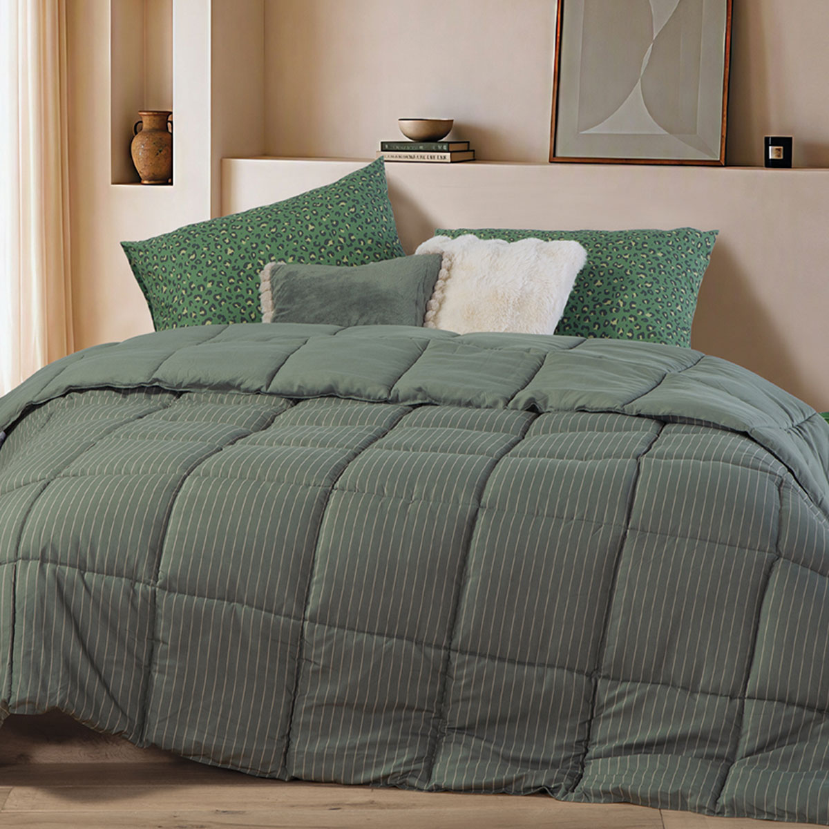 Πάπλωμα Μονό (160x220) 2 Όψεων Nef-Nef Homeware Chroma Forest Green