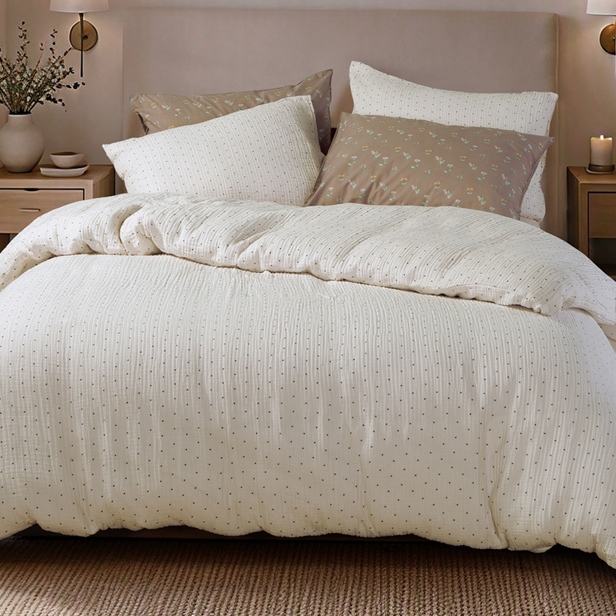 Παπλωματοθήκη Μονή (Σετ 160x230) Nef-Nef Homeware Dots Ecru
