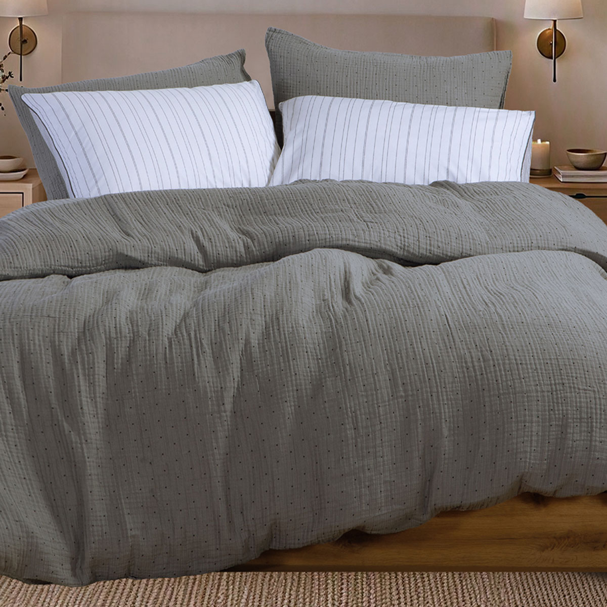 Παπλωματοθήκη Υπέρδιπλη (Σετ 240x230) Nef-Nef Homeware Dots L.Grey