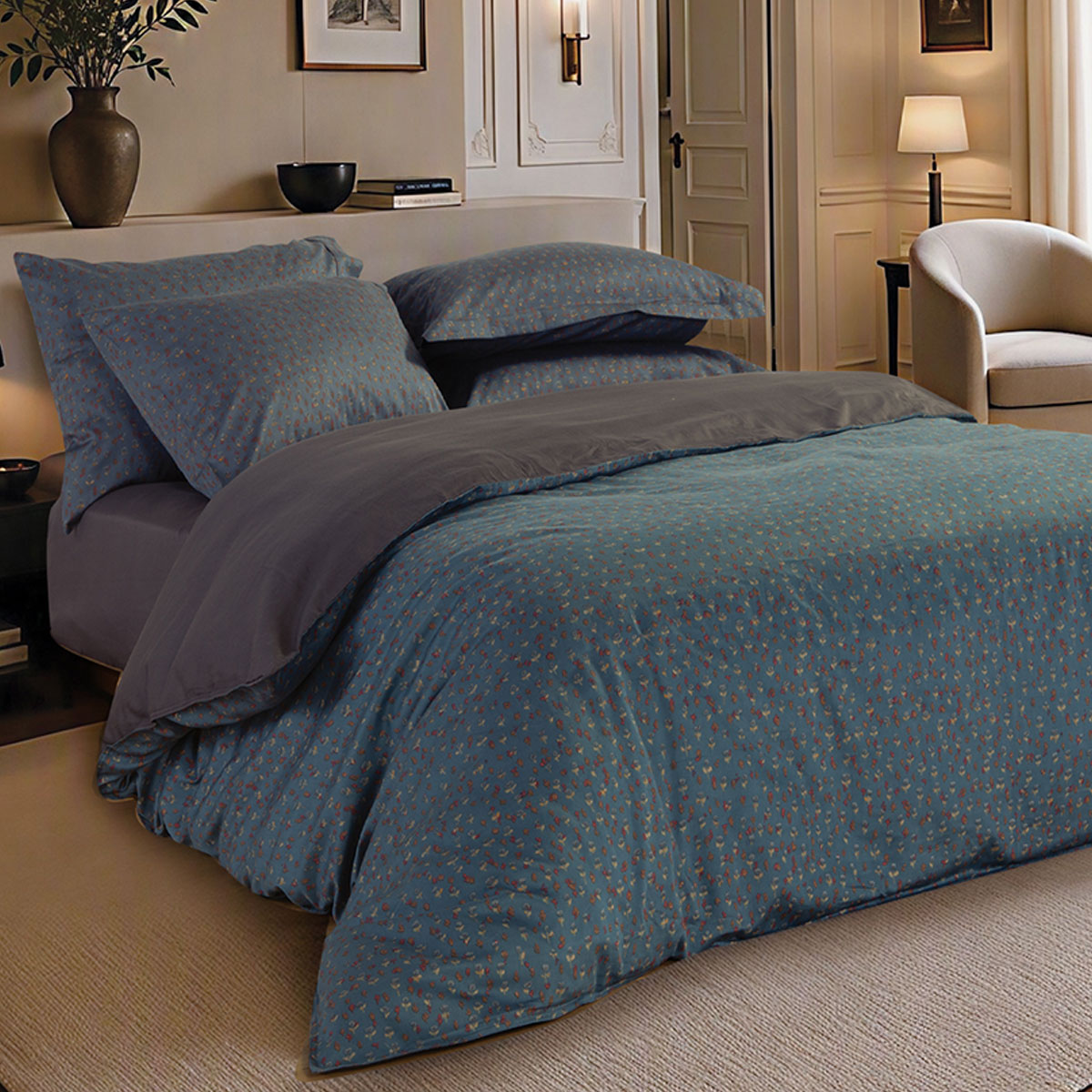 Σεντόνια King Size (Σετ) Nef-Nef Homeware Jeniffer Petrol Blue