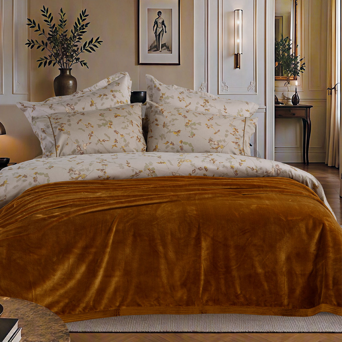 Κουβέρτα Βελουτέ Υπέρδιπλη (230x240) Nef-Nef Homeware Elements Velosso Camel