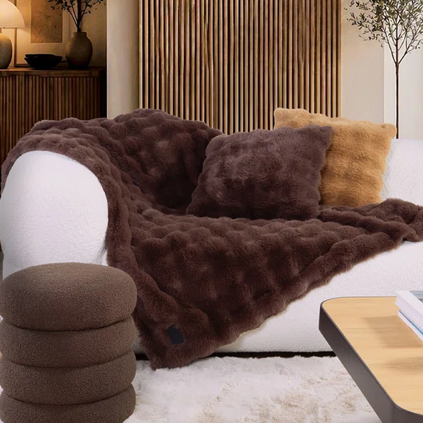 Γούνινη Κουβέρτα Καναπέ (130x180) Nef-Nef Homeware Reality Coffee