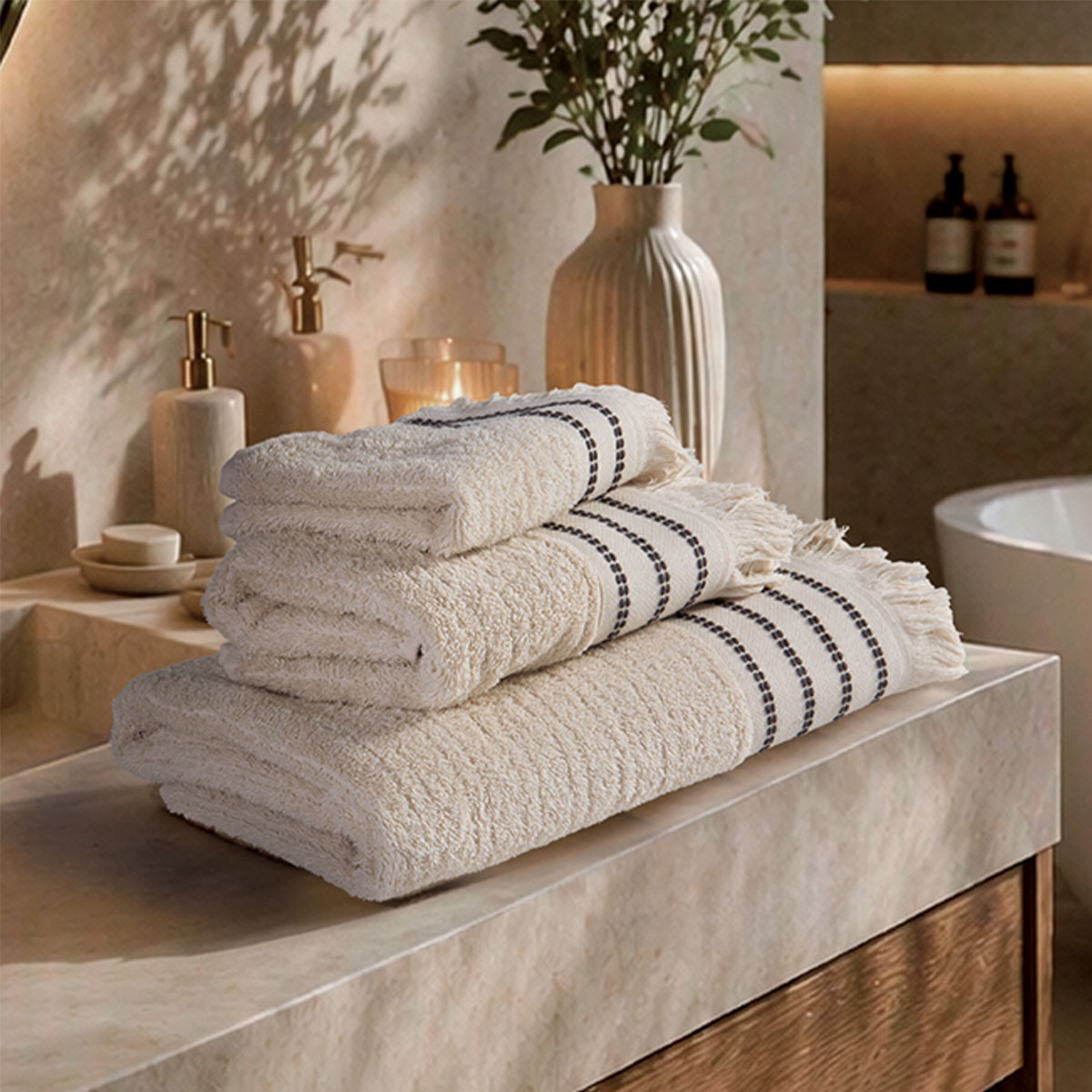 Πετσέτες Μπάνιου (Σετ 3τμχ) Nef-Nef Homeware Apart Ecru 500gsm