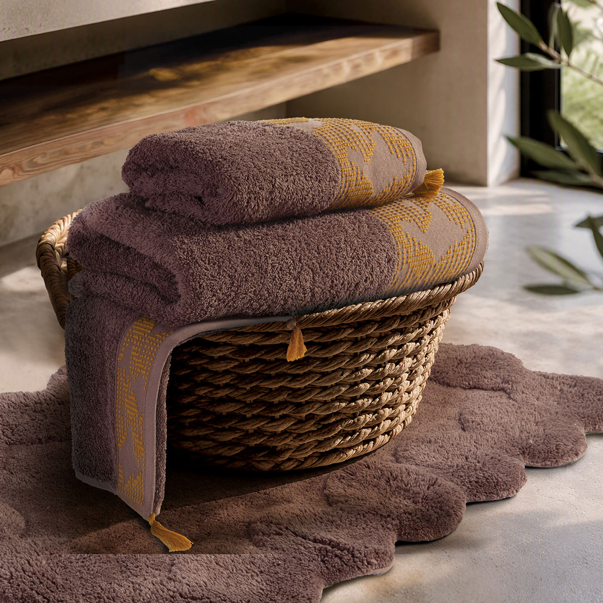 Πετσέτα Προσώπου (50x90) Nef-Nef Homeware Zeyn Brown 500gsm