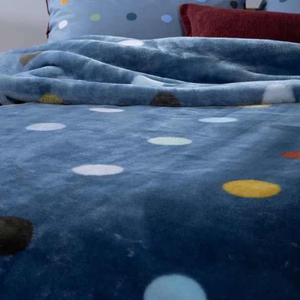 Κουβέρτα Βελουτέ Μονή (160x220) Nef-Nef Homeware Junior Dots Blue