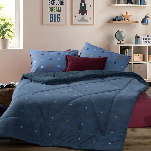 Κουβερτοπάπλωμα Μονό (160x220) Nef-Nef Homeware Junior Dots Blue