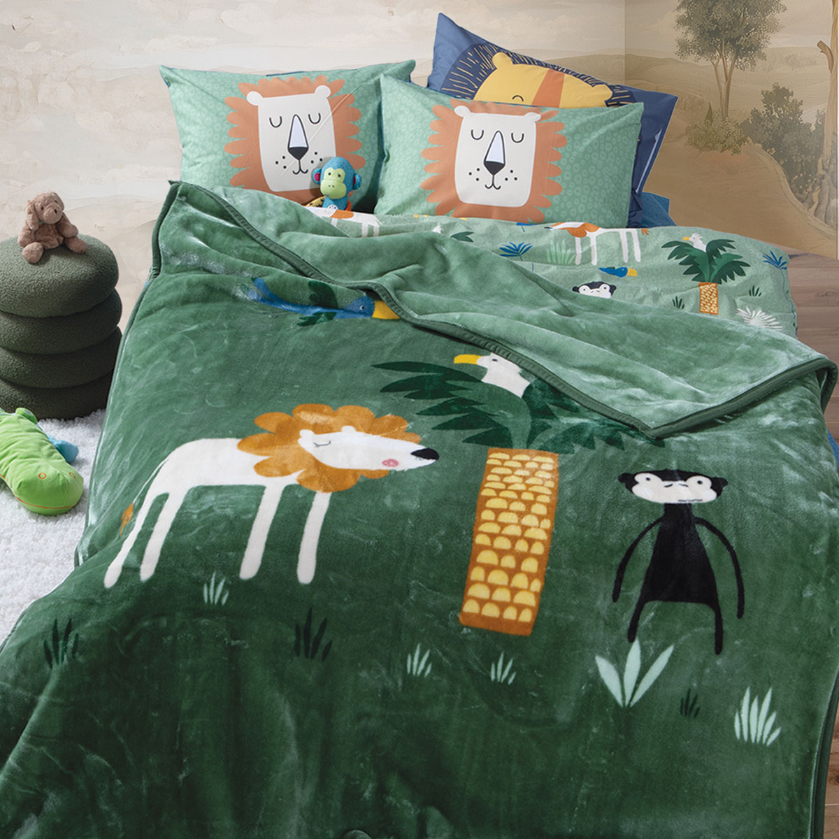 Κουβέρτα Βελουτέ Μονή (160x220) Nef-Nef Homeware Junior Jungle Mania