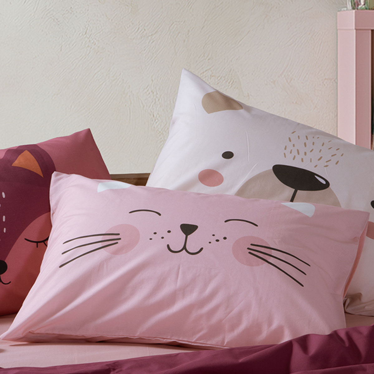 Παιδική Μαξιλαροθήκη (52x72) Nef-Nef Homeware Junior Happy Cat