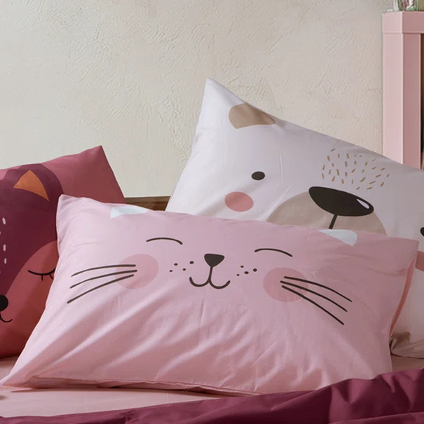 Παιδική Μαξιλαροθήκη (52x72) Nef-Nef Homeware Junior Happy Cat