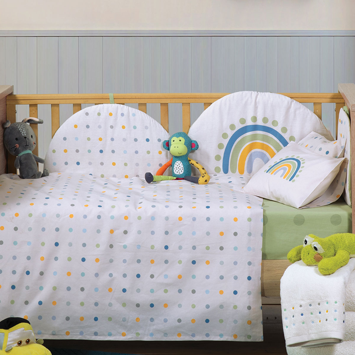 Σεντόνια Κούνιας (Σετ) Nef-Nef Homeware Baby Dots Ecru/Green