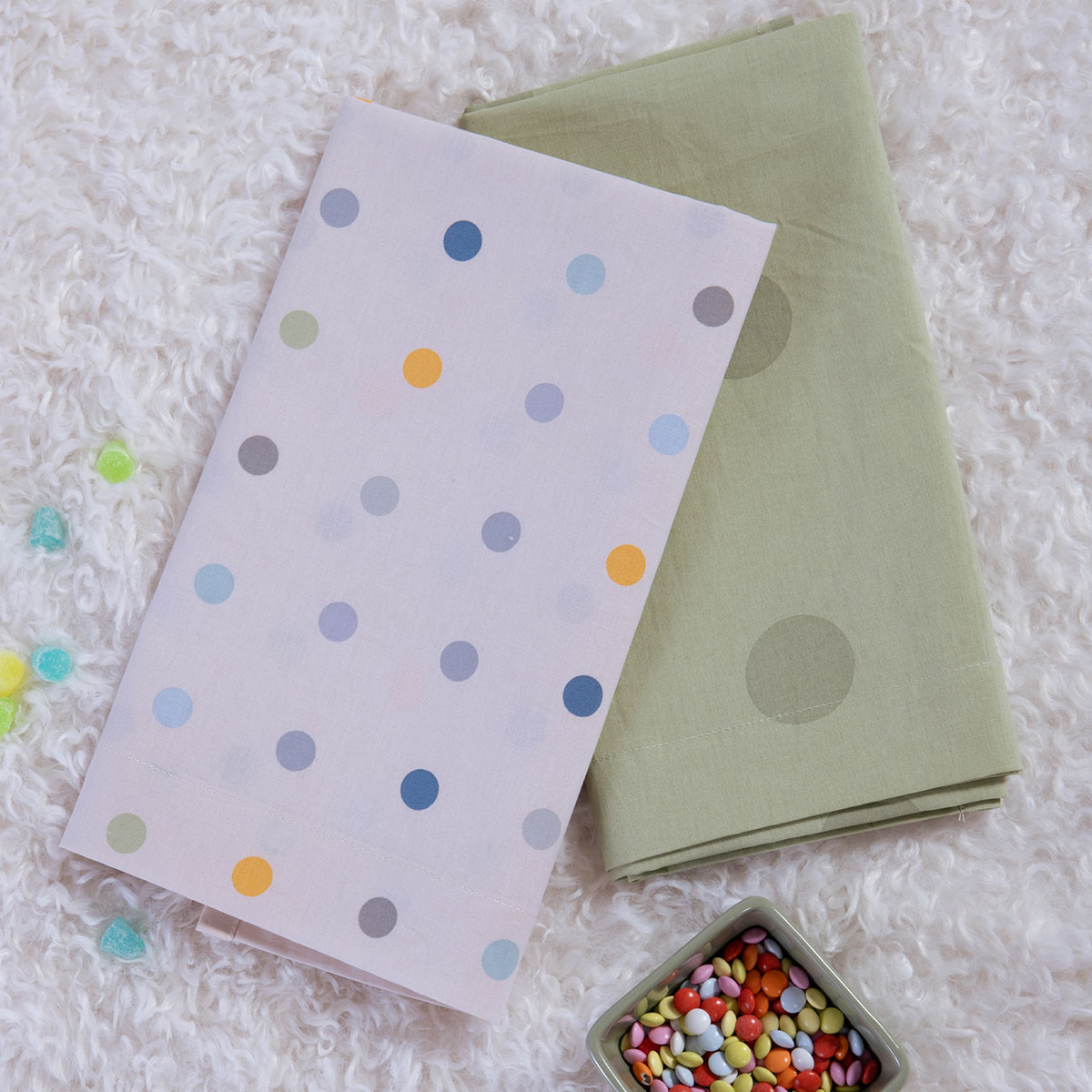 Σεντόνια Λίκνου (Σετ) Nef-Nef Homeware Baby Dots Ecru/Green