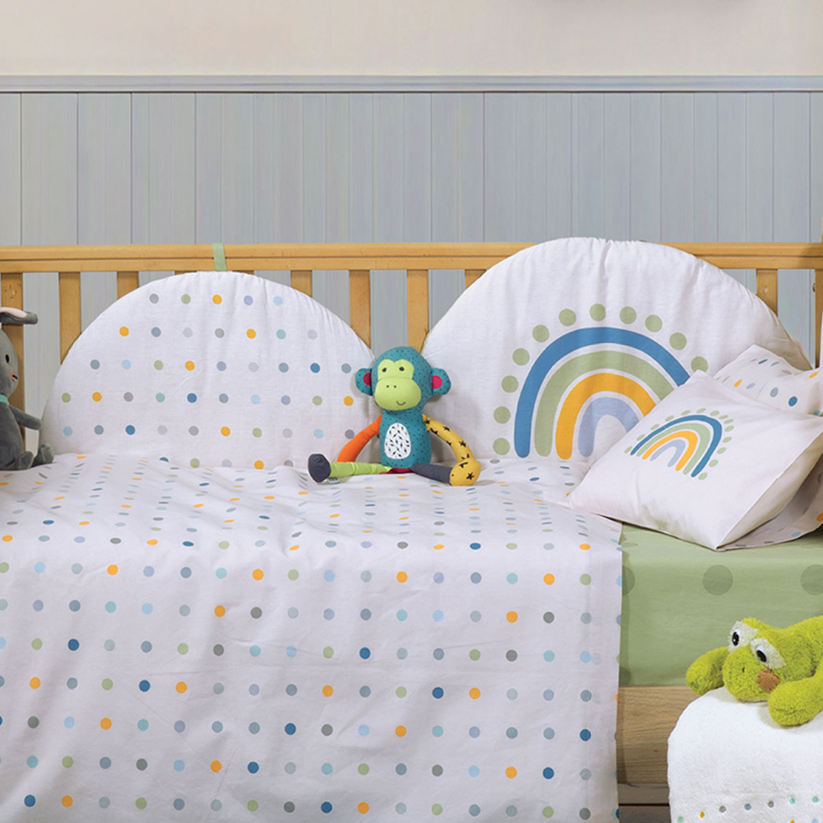Πάντα Κούνιας (187x40) Nef-Nef Homeware Baby Dots Ecru/Green