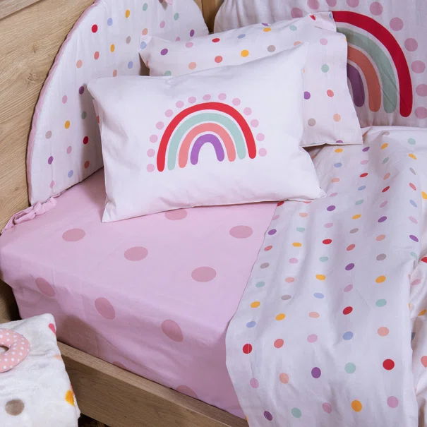 Σεντόνια Κούνιας (Σετ) Nef-Nef Homeware Baby Dots Ecru/Pink