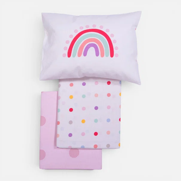 Σεντόνια Κούνιας (Σετ) Nef-Nef Homeware Baby Dots Ecru/Pink