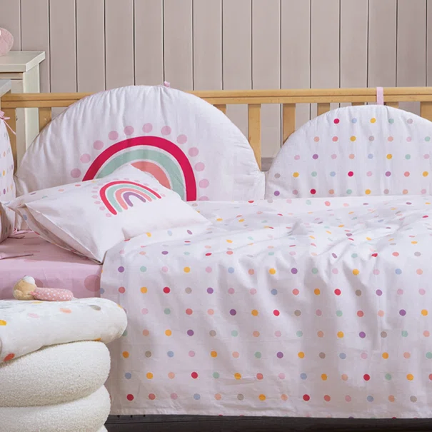 Πάντα Κούνιας (187x40) Nef-Nef Homeware Baby Dots Ecru/Pink