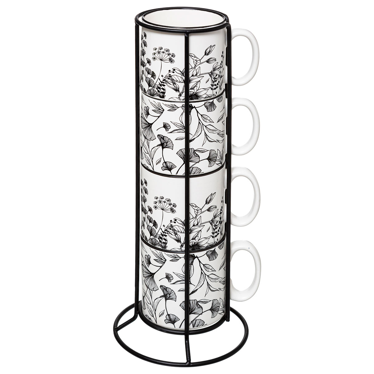 Κούπες 260ml Με Στάντ (Σετ 4τμχ) S-D White Floral 176945A