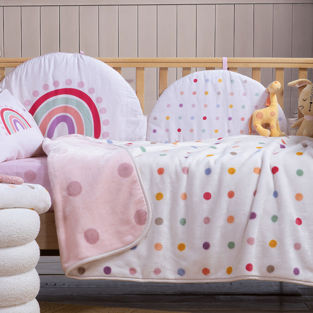 Κουβέρτα Βελουτέ Κούνιας (100x140) Nef-Nef Homeware Baby Dots Pink