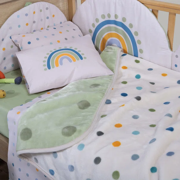 Κουβέρτα Βελουτέ Αγκαλιάς (75x100) Nef-Nef Homeware Baby Dots Green