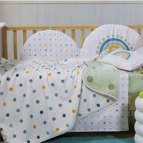 Κουβέρτα Βελουτέ Κούνιας (100x140) Nef-Nef Homeware Baby Dots Green