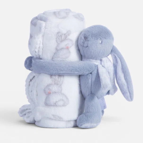 Κουβέρτα Fleece Αγκαλιάς (75x100) + Λούτρινο Nef-Nef Homeware Baby Bunny Boo Ecru/Grey