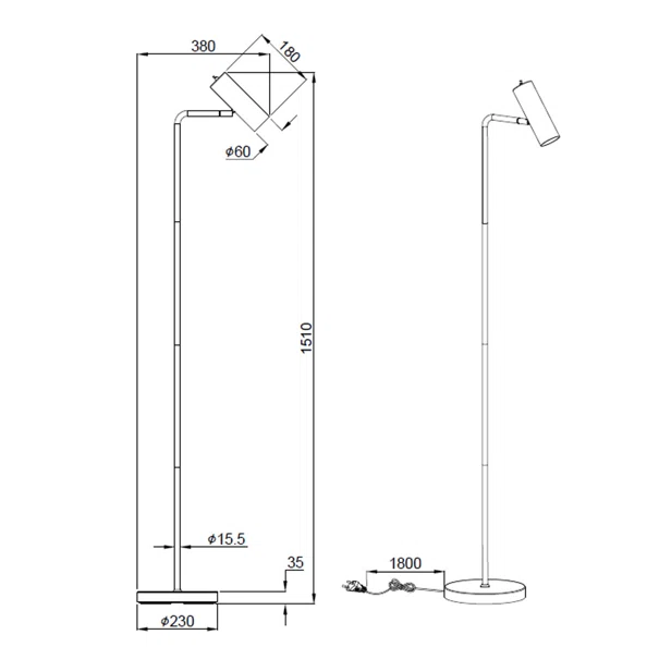Φωτιστικό Δαπέδου Trio Lighting Marley Black 412400132