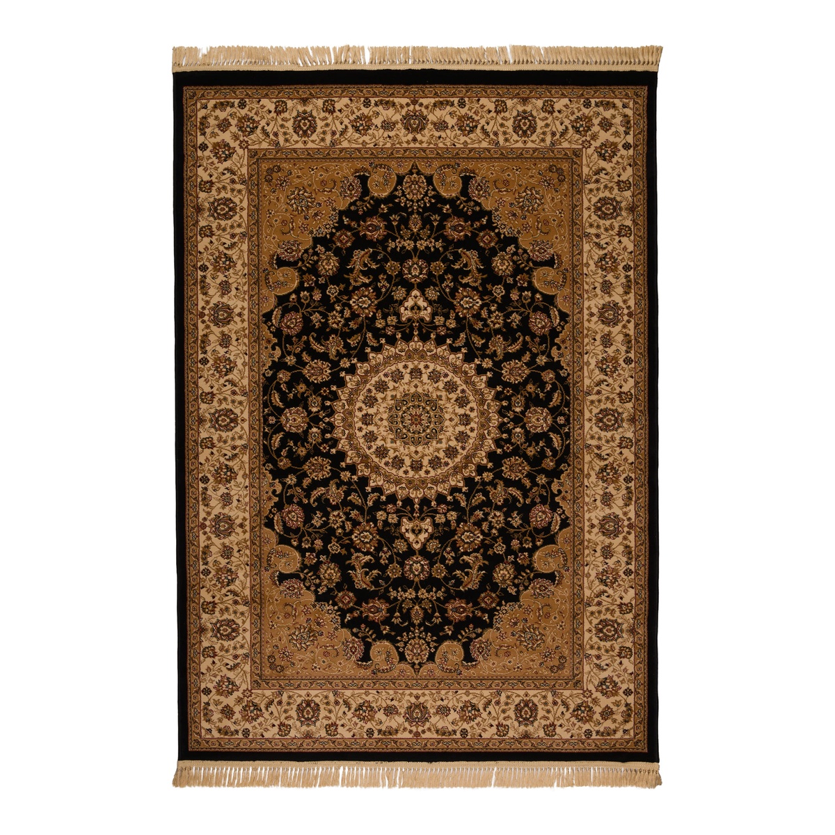 Στρογγυλό Χαλί (Φ180) Βιοκαρπέτ Isfahan 2438A Black Cream Χαλιά Σαλονιού Χειμερινά Κλασικά Spitishop