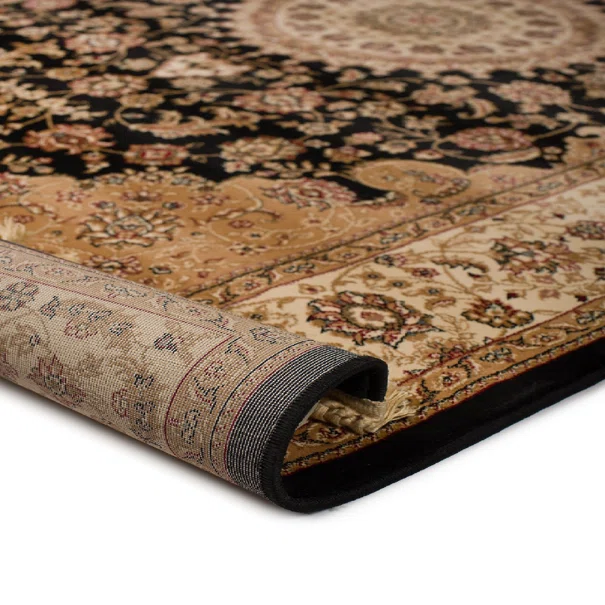 Στρογγυλό Χαλί (Φ180) Βιοκαρπέτ Isfahan 2438A Black Cream