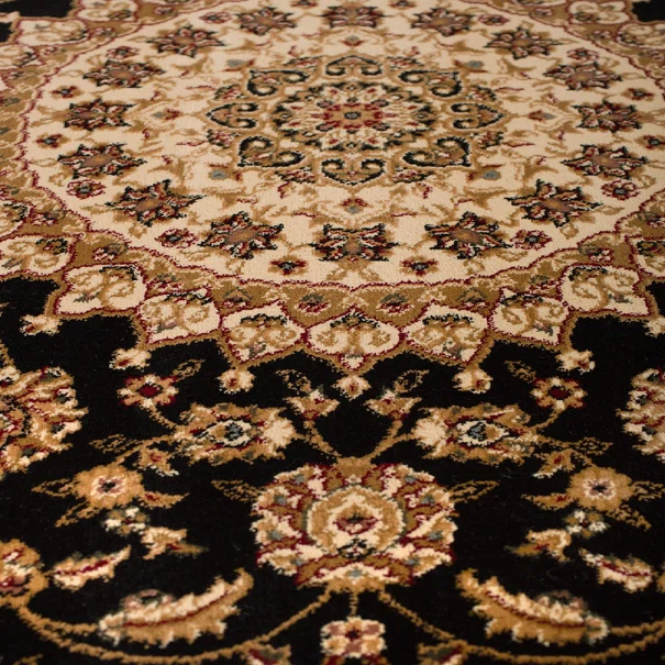 Στρογγυλό Χαλί (Φ180) Βιοκαρπέτ Isfahan 2438A Black Cream