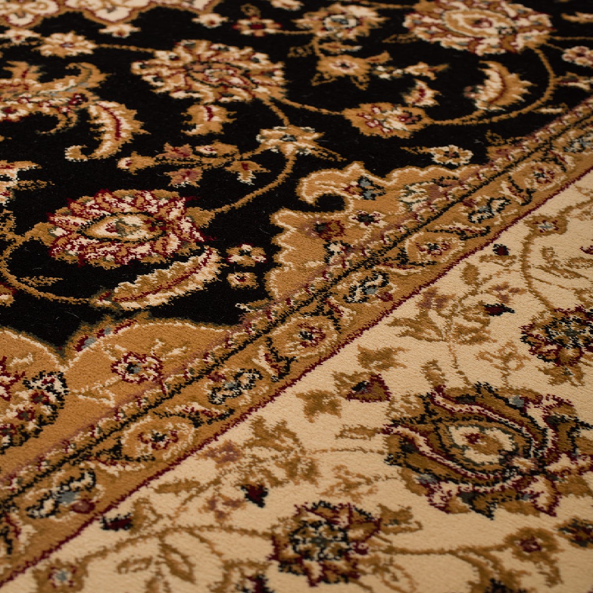 Στρογγυλό Χαλί (Φ180) Βιοκαρπέτ Isfahan 2438A Black Cream Χαλιά Σαλονιού Χειμερινά Κλασικά Spitishop