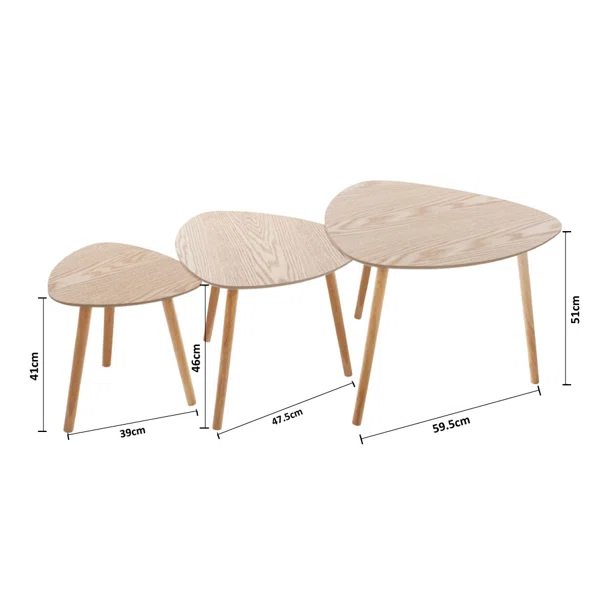 Βοηθητικά Τραπεζάκια (Σετ 3τμχ) A-S Mileo Natural 156962