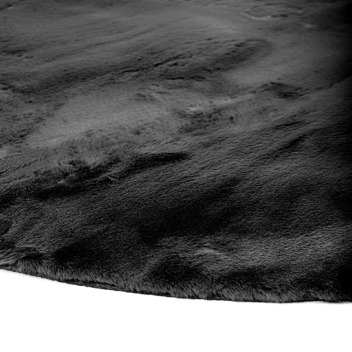 Στρογγυλό Χαλί Γούνινο (Φ120) Βιοκαρπέτ Cloud R01 Black Χαλιά Σαλονιού Χειμερινά Μονόχρωμα Spitishop