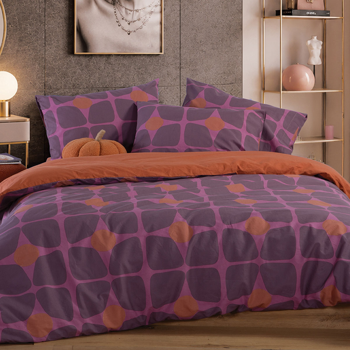 Παπλωματοθήκη Μονή (Σετ 170x240) 2 Όψεων Nef-Nef Homeware Casual Coreo Mauve