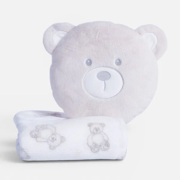 Κουβέρτα Fleece Αγκαλιάς (75x100) + Μαξιλάρι Nef-Nef Homeware Baby Honey Bear Beige/Pink
