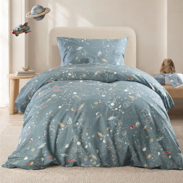 Κουβερλί Μονό (Σετ 160x240) Rythmos Universe Μπλε