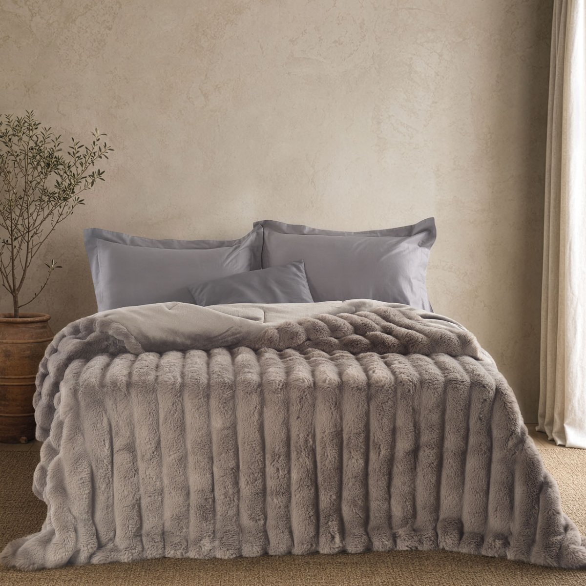 Γούνινο Κουβερτοπάπλωμα Υπέρδιπλο (220x240) Rythmos Atelier Taupe